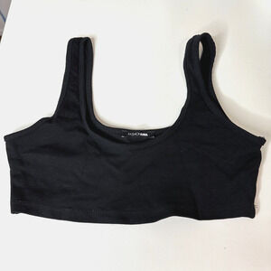 Fashion Nova Jet Black Stretch Square Neck Crop Tank Top Bralette Extra-Small XS